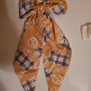 Giorgio Armani Beige and Black Logo Scarf